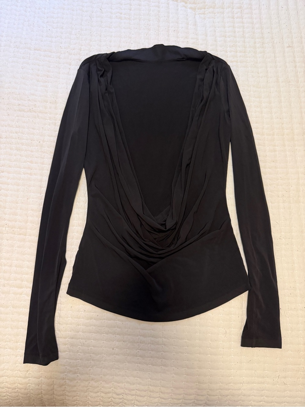 Victoria's Secret Black Draped Cowl-Neck Long Sleeve Top